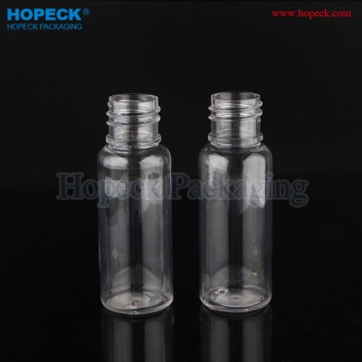 20ml clear round PET bottle for shampoo, hand sanitizer, neck size 18-415