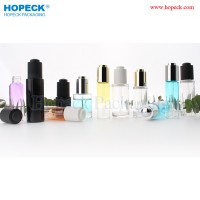 Cosmetic Essential oil glass bottle with metalized silver & gold pressing dropper cap 10-30ml