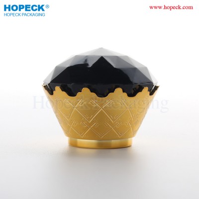 Luxurious ABS crown shape black and gold perfume cap with FEA15MM