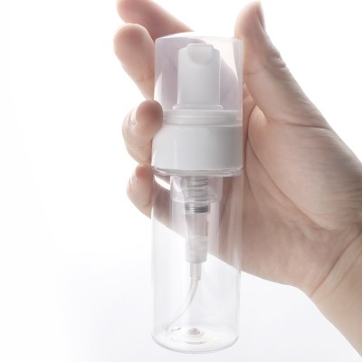 60ml clear round PET foaming pump bottle for hand sanitizer, shampoo, facial cleanser, round hole outlet