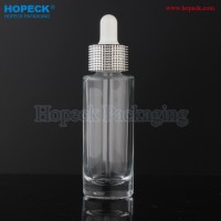 30ml clear round glass essential oil bottle with aluminum silver cap