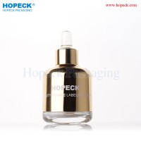 30 50ml glass dropper essential oil bottle with aluminum gold collar and dropper cap